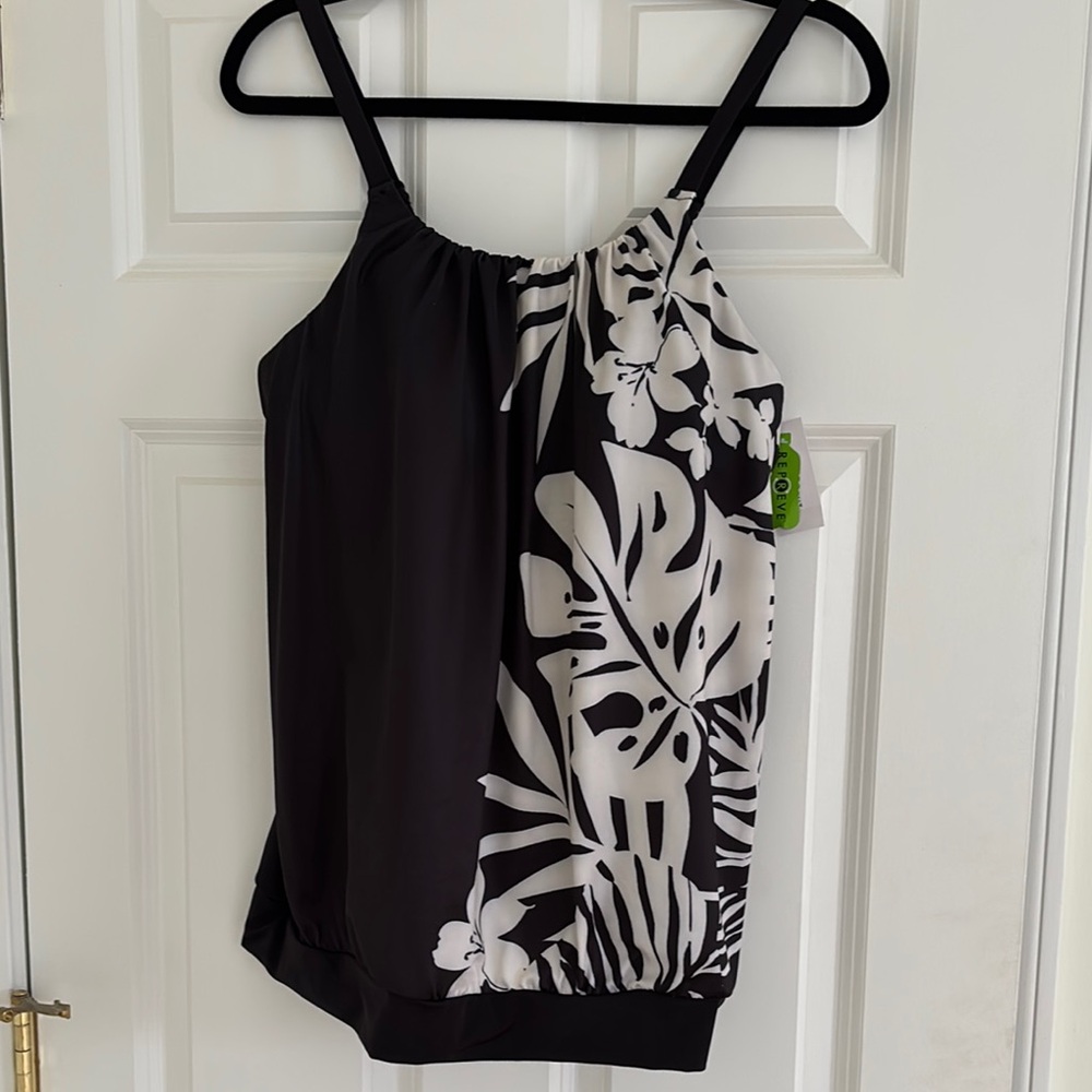 Lane Bryant Black and White Swim Tank Top